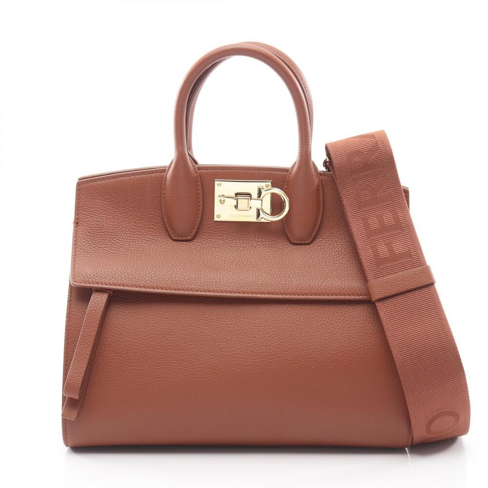 Salvatore Ferragamo Gancini The Leather 2Way Shoulder Bag Brown